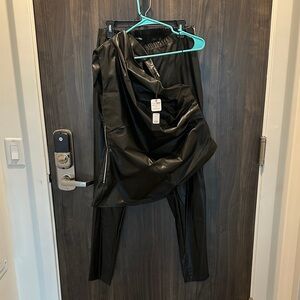 Fashion Nova Black Faux Leather Jumpsuit